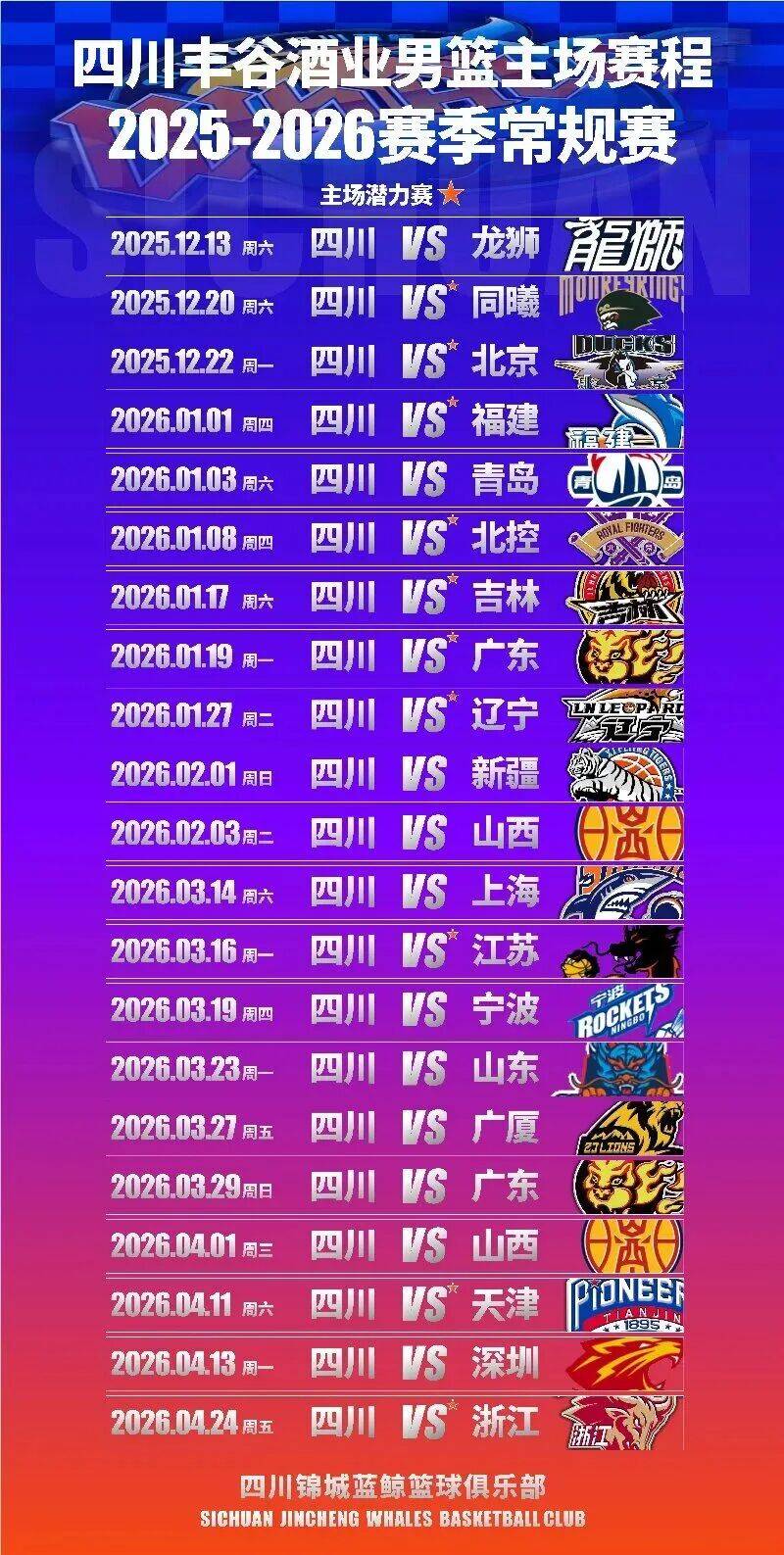 CBA、WCBA联赛新赛季开赛！四川赛区购票入口、赛程表→